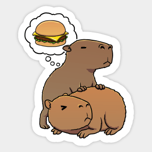 Capybara hungry for Cheeseburgers Sticker